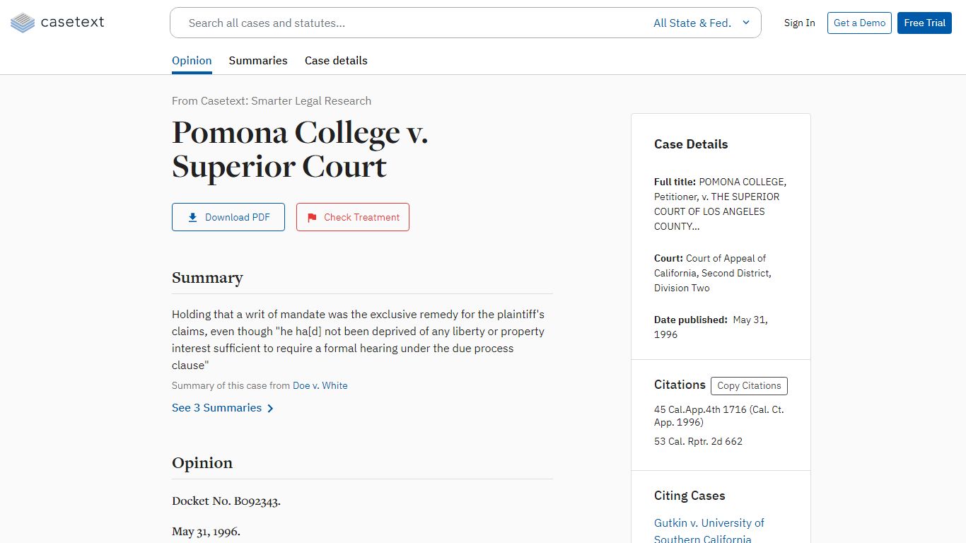Pomona College v. Superior Court - Casetext