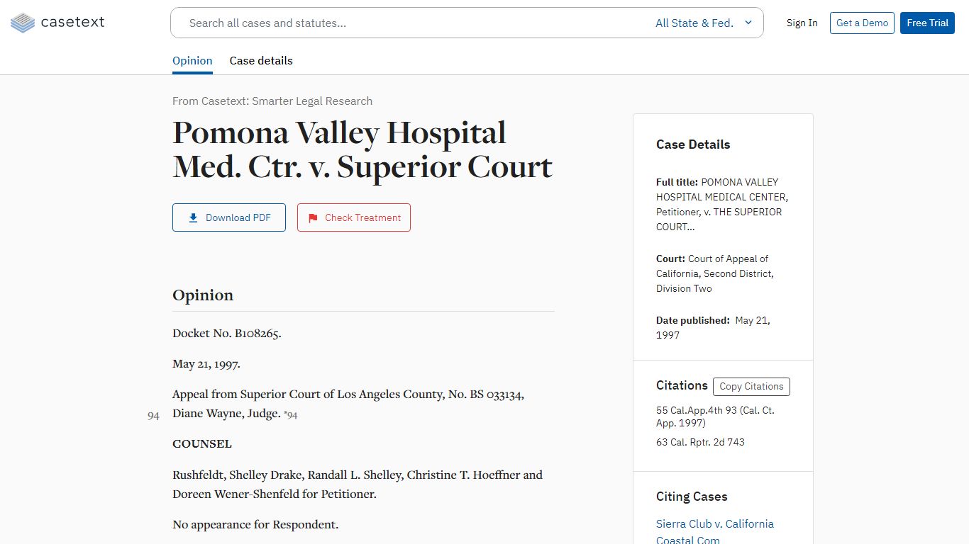 Pomona Valley Hospital Med. Ctr. v. Superior Court